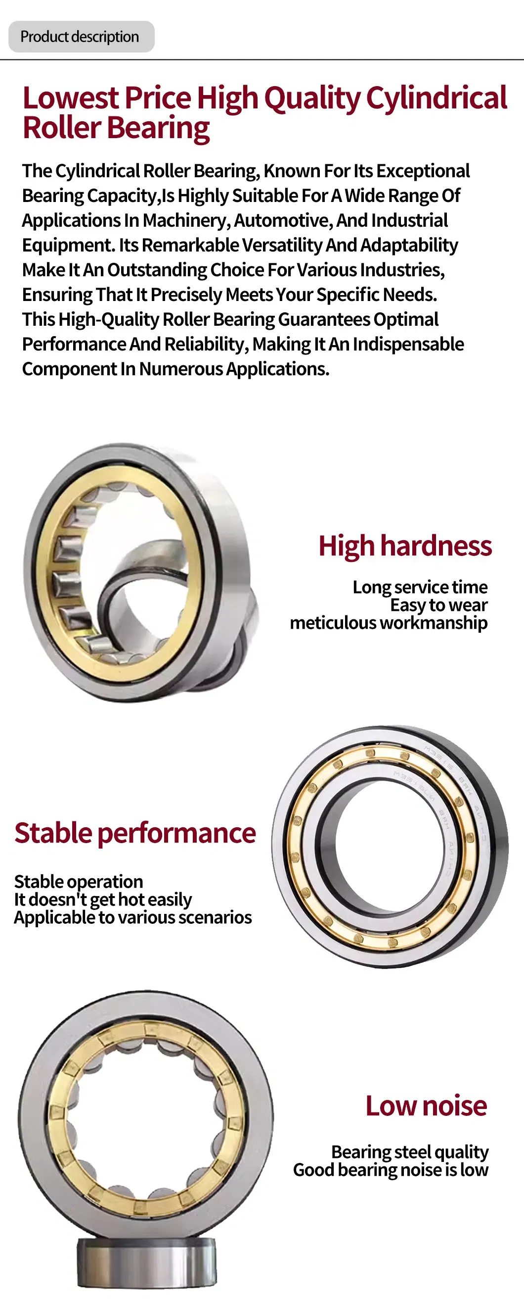 Gearbox Bearing Cylindrical Roller Bearings N308 N209 N309 N210 N310 N211 Cylindrical Roller Bearings Automotive Mechanical Bearing