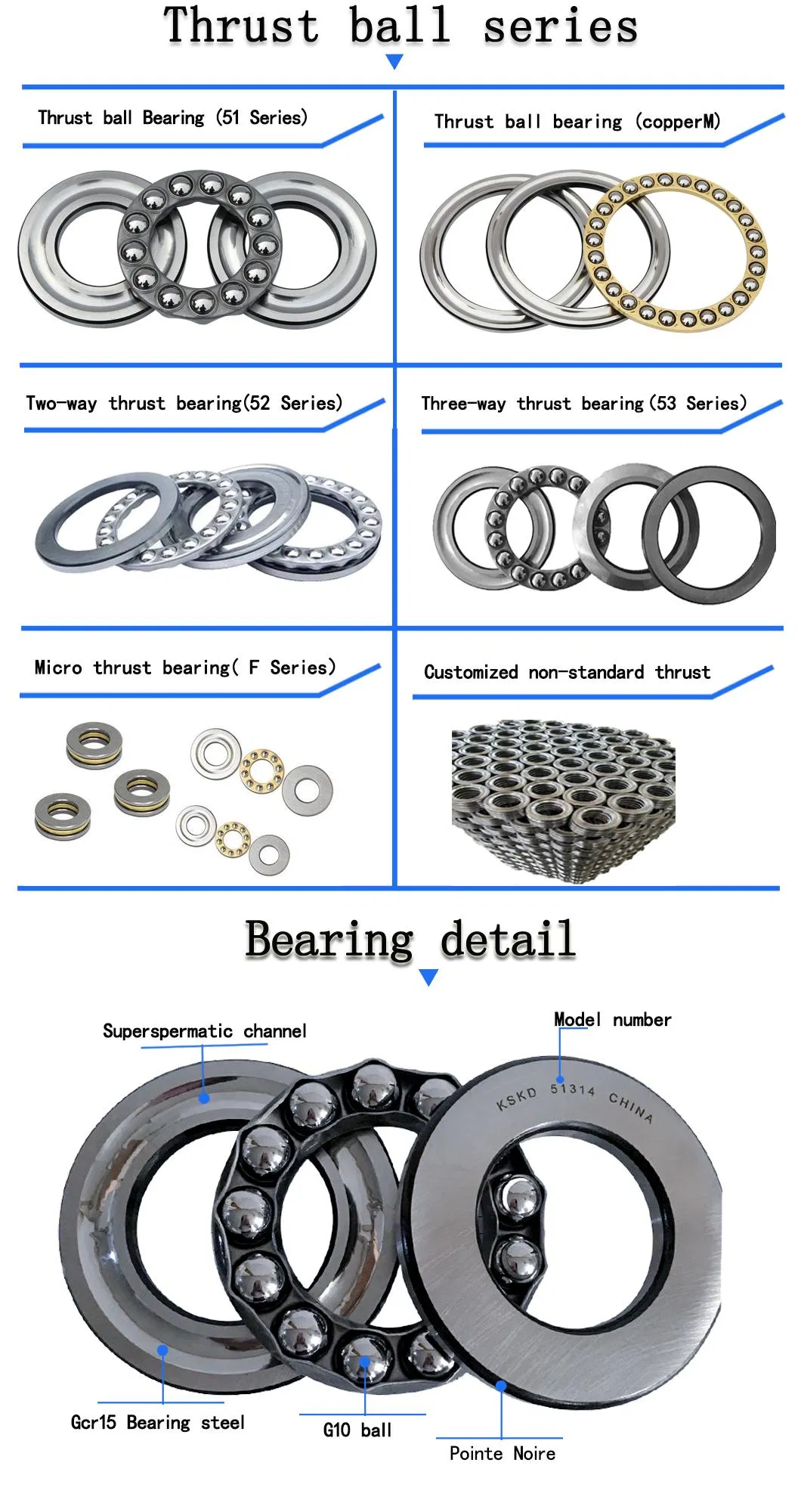 Pressure Thrust Bearing Flat Thrust Ball Bearing Pressure Bearing 51122 51124 51126 51128 51130 Automotive Mechanical Thrust Ball Bearing